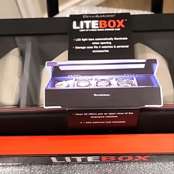 Brookstone Lite Box Light Up 4-Piece Watch Storage Case - Picture 6 of 9